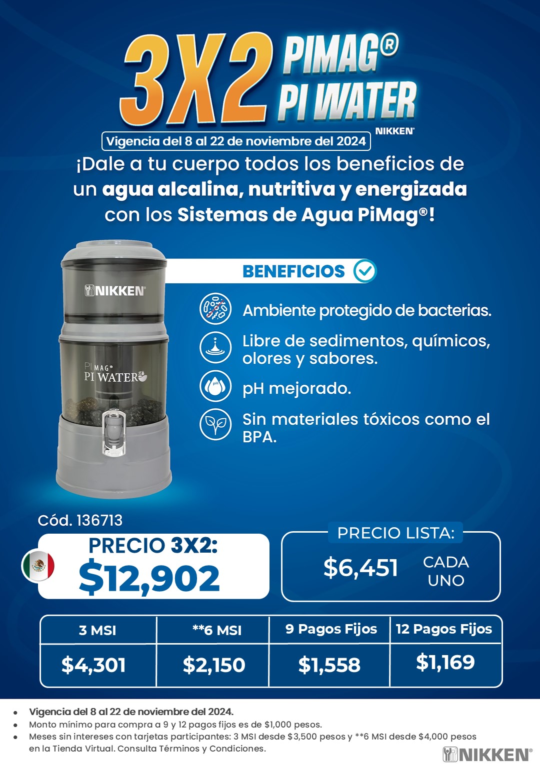 Promoción 3x2 Nikken filtro